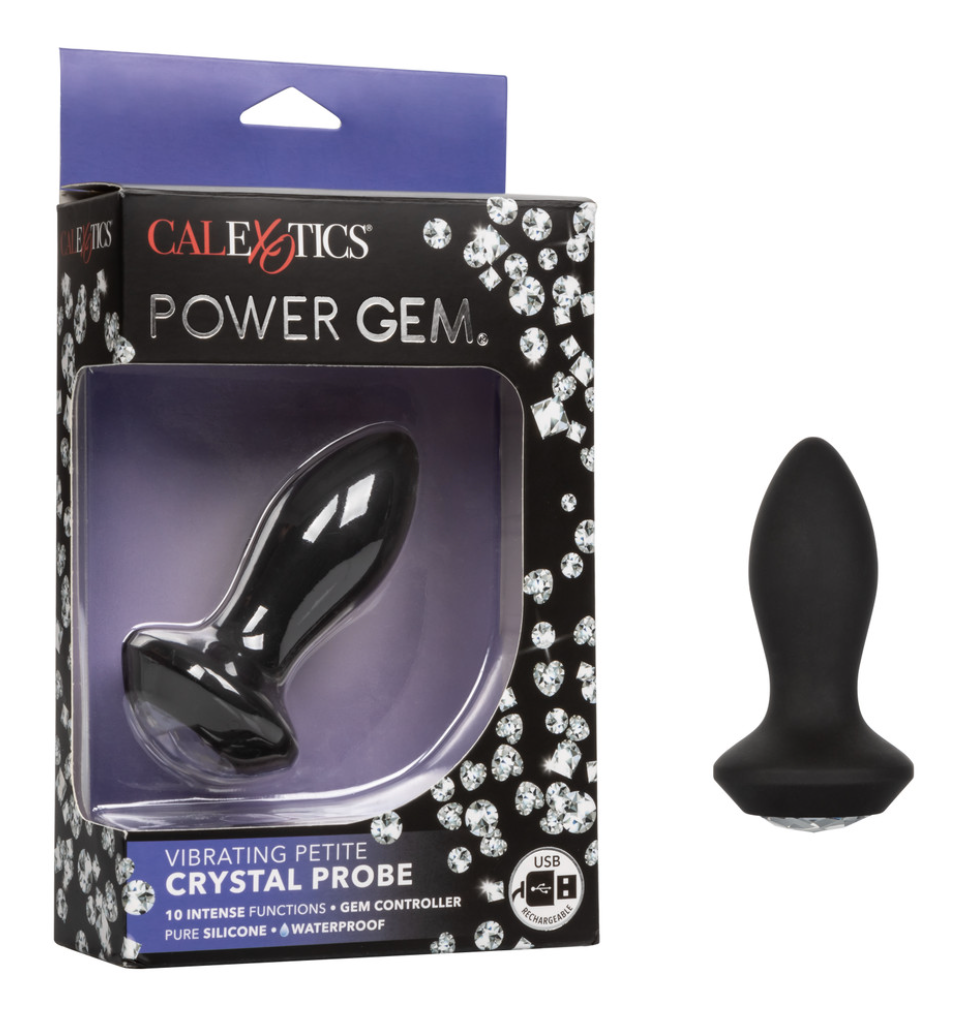 Vibrador Power Gem Petite Vibrating Crystal Probe - Black - Cake Sex Shop
