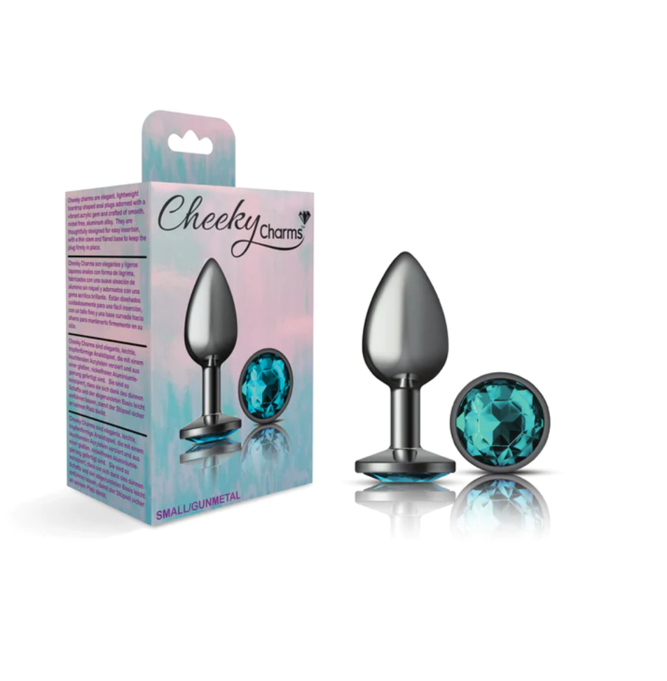 Plug Anal Cheeky Charms Medium-Gunmetal Metal Butt Plug-Round - Cake Sex Shop