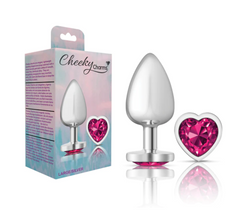 Plug Anal Cheeky Charms Large-Silver Metal Butt Plug-Heart-Bright - Cake Sex Shop 2