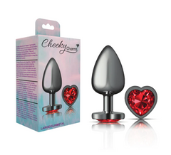 Plug Anal Cheeky Charms Large-Gunmetal Metal Butt Plug-Heart - Cake Sex Shop 2
