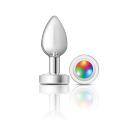 Plug Anal Cheeky Charms Medium-Silver Metal Butt Plug-Light Up - Cake Sex Shop 2 3