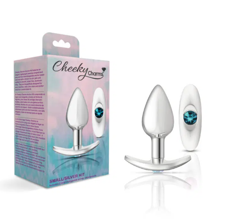 Plug Anal Cheeky Charms Teal-Silver Metal Butt Plug Kit - Cake Sex Shop