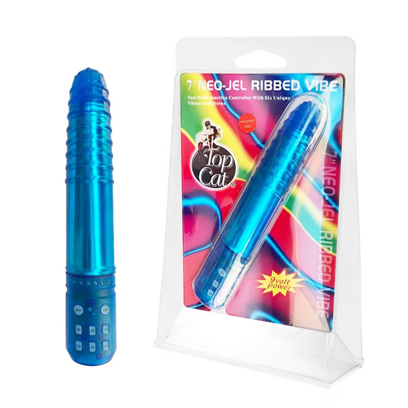 Vibrador 7 1/2'' Ribbed Neo Jel Vibe Blue - Cake Sex Shop