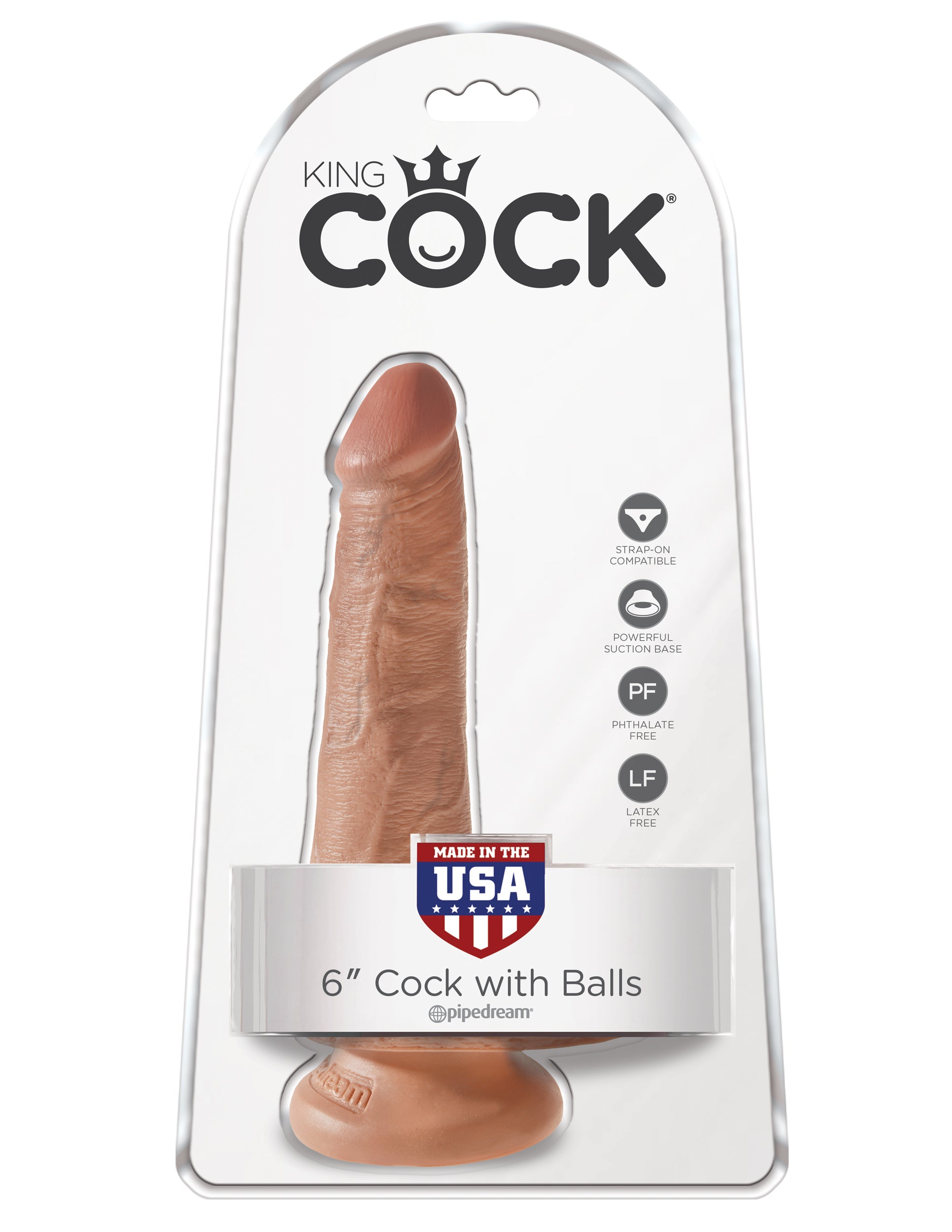 Dildo King Cock 6" Cock With Balls - Tan - Cake Sex Shop