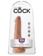 Dildo King Cock 6" Cock With Balls - Tan - Cake Sex Shop