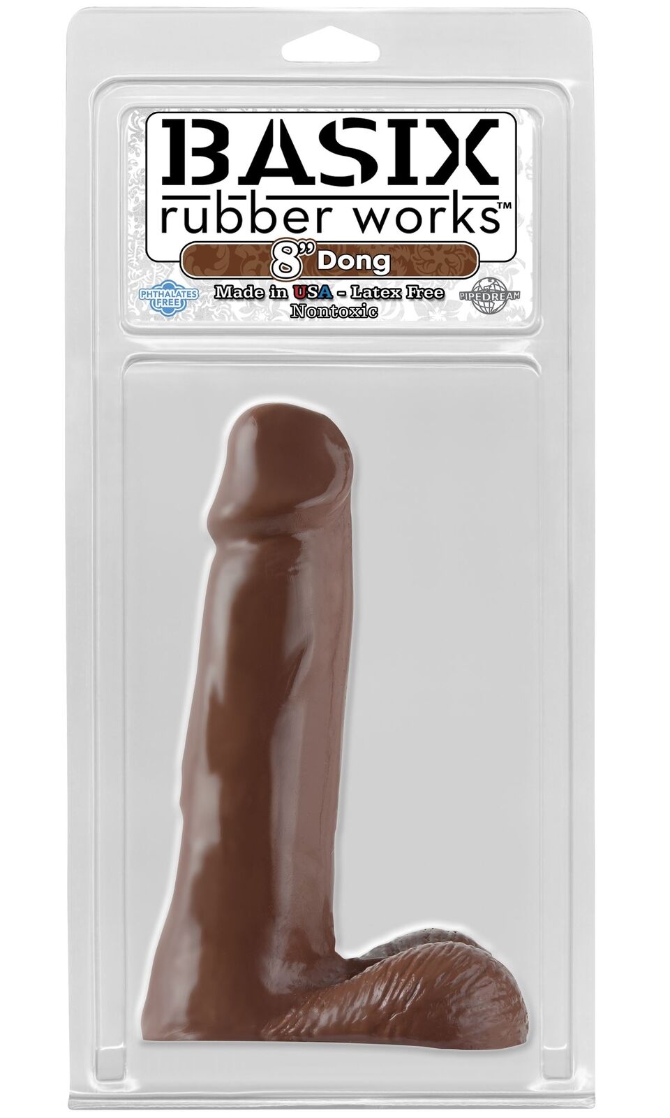 Dildo Basix Rubber Works 8" Dong - Brown - Cake Sex Shop
