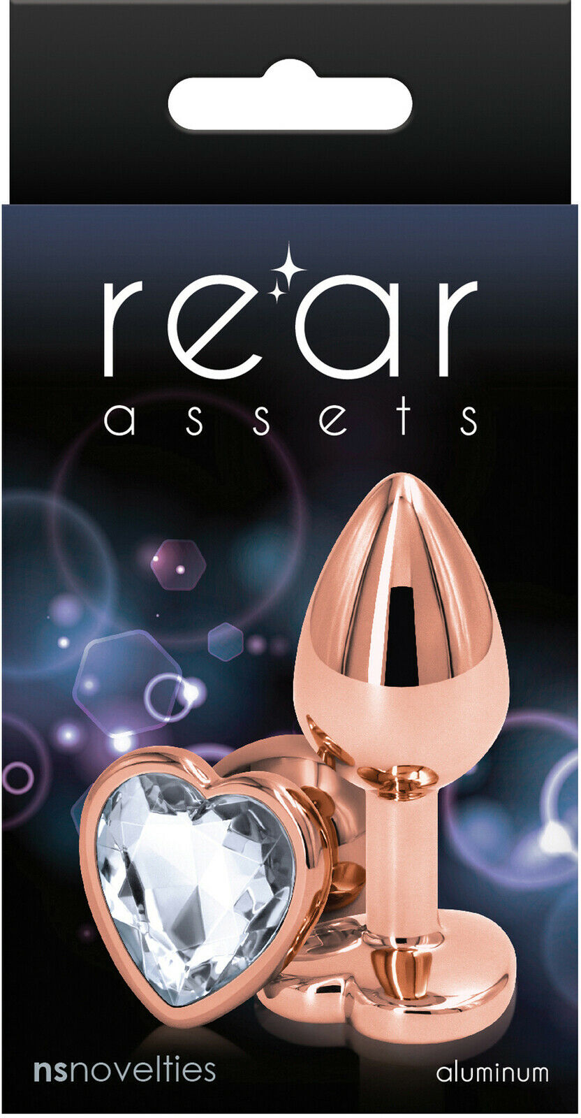 Plug Rear Assets - Rose Gold Heart - Small - Clear - Cake Sex Shop