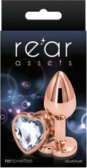 Plug Rear Assets - Rose Gold Heart - Small - Clear - Cake Sex Shop