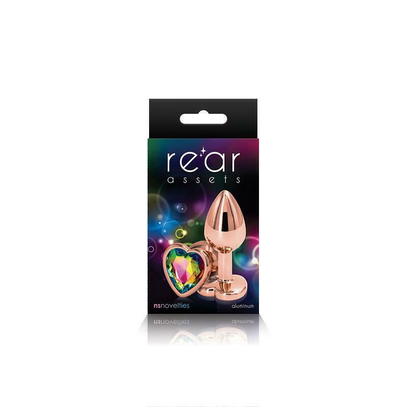 Plug Rear Assets - Rose Gold Heart - Small - Rainbow - Cake Sex Shop