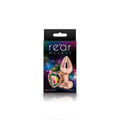 Plug Rear Assets - Rose Gold Heart - Small - Rainbow - Cake Sex Shop