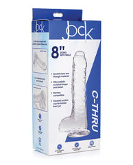 Dildo Slim C-Thru 8" Clear Dildo With Balls - Cake Sex Shop