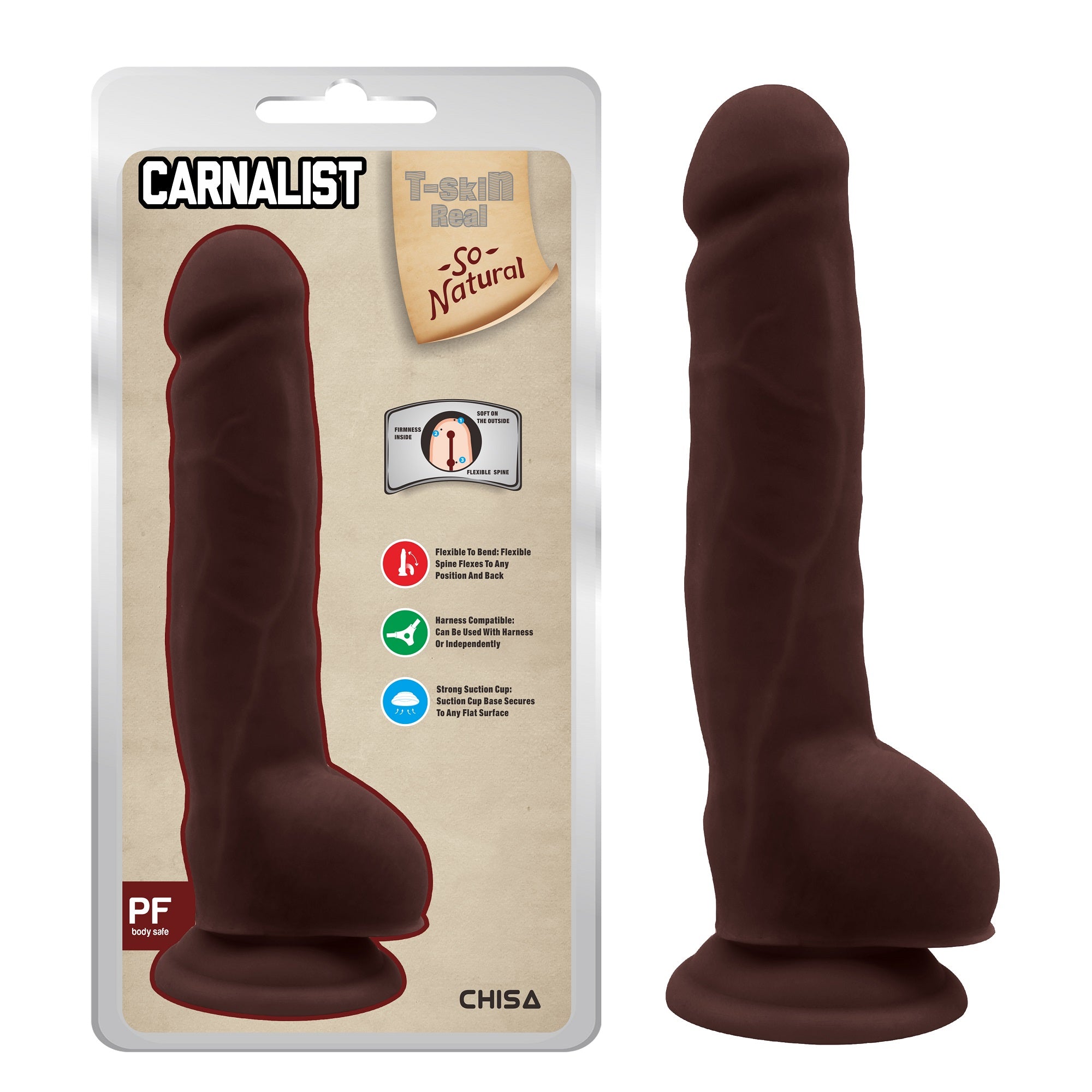 Dildo T-Skin Real Carnalist 9.25" - Dark Chisa Dildos Juguete Sexuales Sex Shop Tienda para Adultos