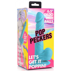 Dildo Pop Peckers 6.5" with Balls - Blue