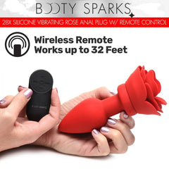 Plug Anal 28X Silicone Vibrating Rose Anal Plug w- Remote