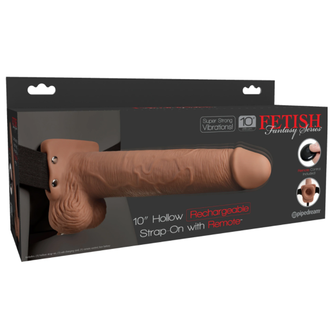 Fetish Fantasy Series 10" Hollow Strap-On- With Remote Cake Sex Shop Juguetes Sexuales para Adultos