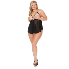 Babydoll Cupless Baby Doll & Open Thong  - Plus Size Cake Sex Shop Juguetes Sexuales para Adultos