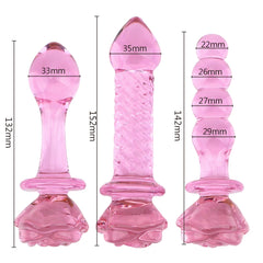 Dildo Consolador Pink Glass Flower Plug Anal 5.5" Cake Sex Shop Juguetes Sexuales para Adultos