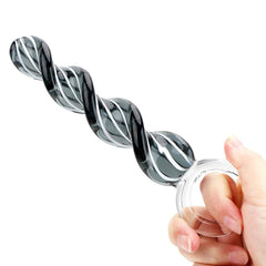Dildo Black Glass Twirling Plug - 20 cm 2
