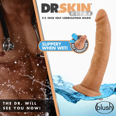 Dildo Consolador Dr. Skin Glide 7.5" Self Lubricating Dildo Consolador - Mocha Cake Sex Shop Juguetes Sexuales para Adultos