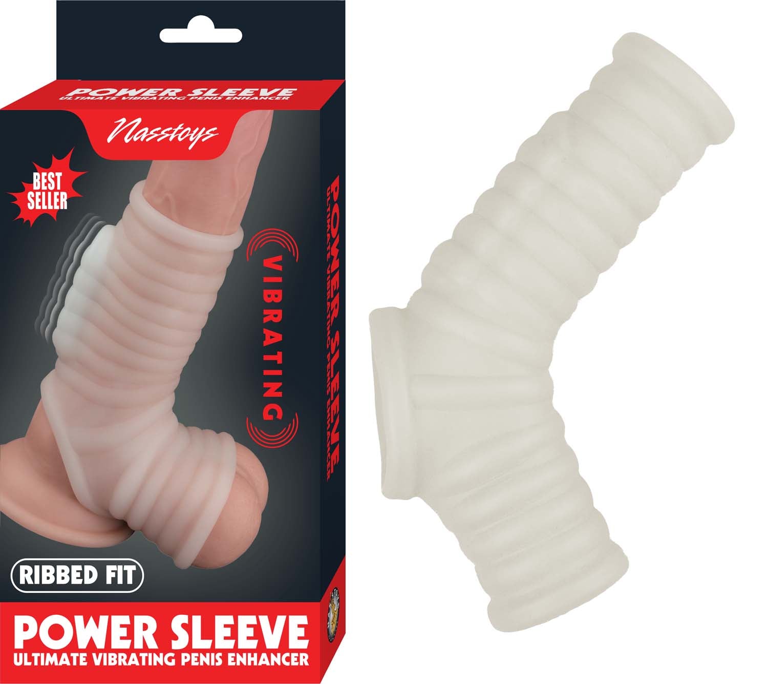 Funda Vibrating Power Sleeve Ribbed - White - Cake Sex Shop