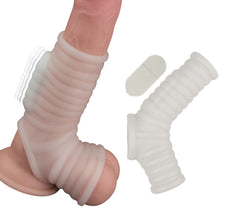 Funda Vibrating Power Sleeve Ribbed - White - Cake Sex Shop 2 3