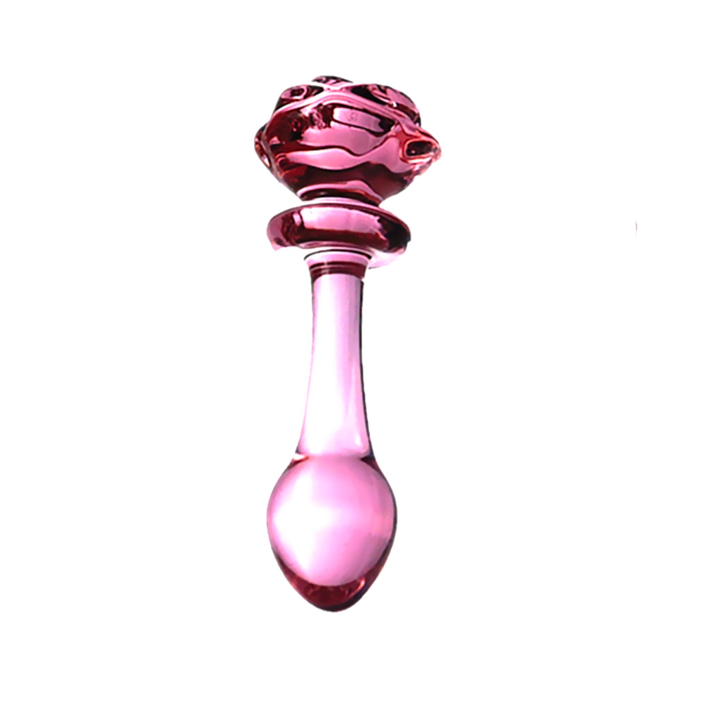 Dildo Consolador Pink Glass Flower Plug Anal 5.5" Cake Sex Shop Juguetes Sexuales para Adultos