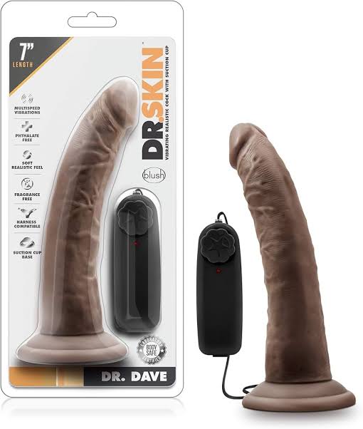 Dildo Dr. Skin Dave Vibrating Cock - 18 cm - Mocha - Cake Sex Shop