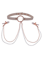 Pezonera Peaches n CreaMe Collar with Nipple Clamps - Cake Sex Shop