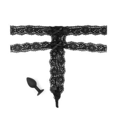 Plug Hookup Panties Crotchless Secret Gem - Black