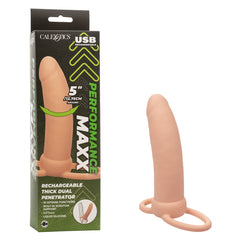 Dildo Performance Performance Maxx™ Thick Dual Penetrator Rechargeable 5"- Ivory Calexotics Dildos Juguete Sexuales Sex Shop Tienda para Adultos