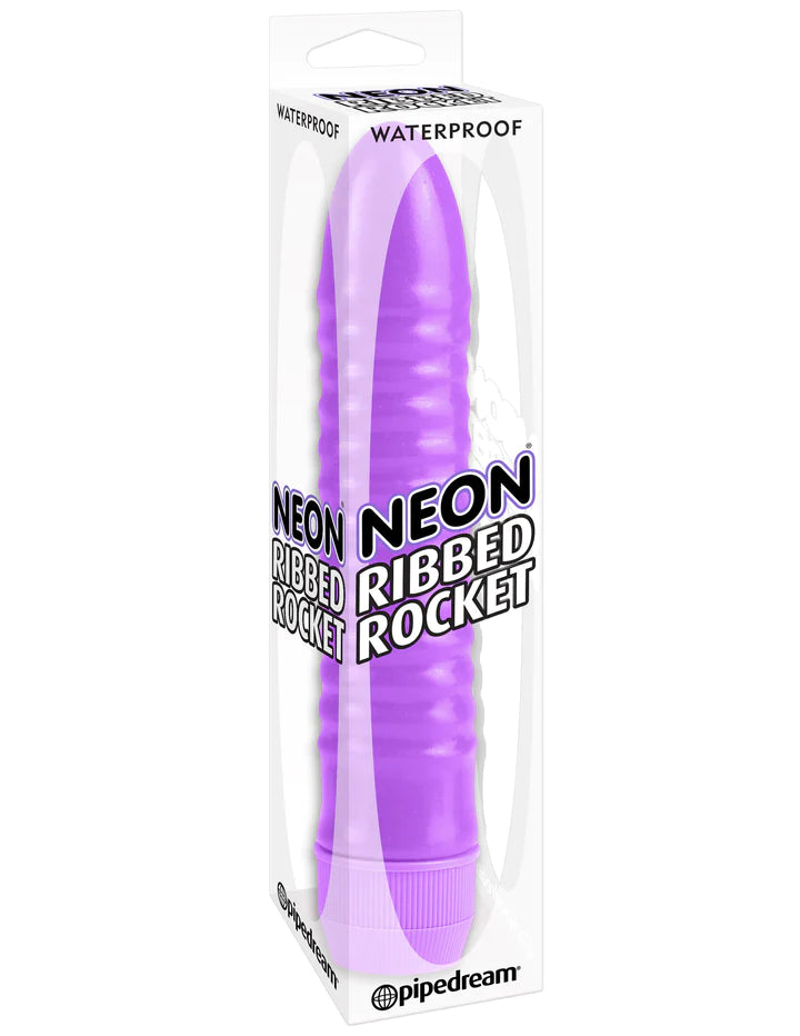 Vibrador Neon Ribbed Rocket - Purple Pipedream Vibradores Juguete Sexuales Sex Shop Tienda para Adultos