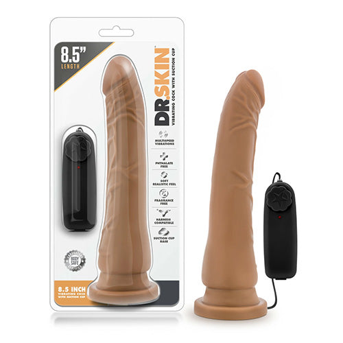 Dildo Dr. Skin Vibrating Realistic Cock With Suction Cup Mocha 8.5″ - Cake Sex Shop