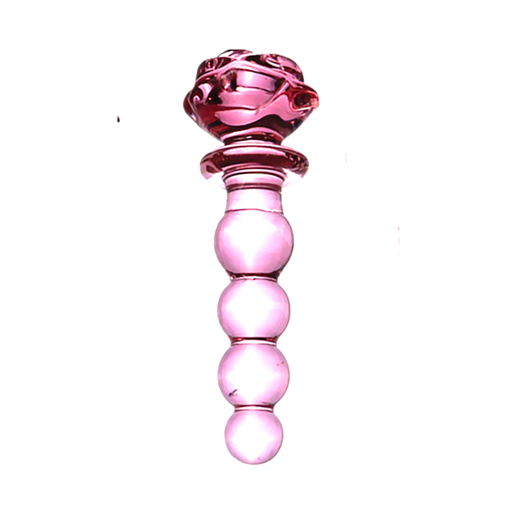 Dildo Consolador Pink Glass Flower Beads 5.5" Cake Sex Shop Juguetes Sexuales para Adultos