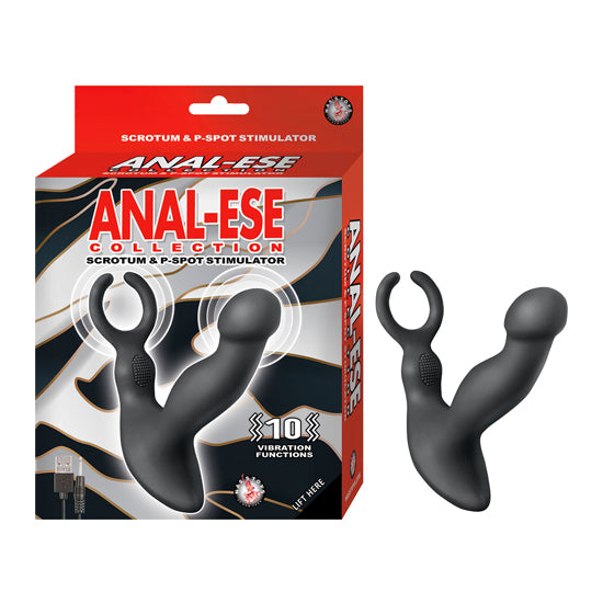 Masajeador de Próstata Anal-Ese Collection Scrotum & P-Spot Stimulator-Black - Cake Sex Shop