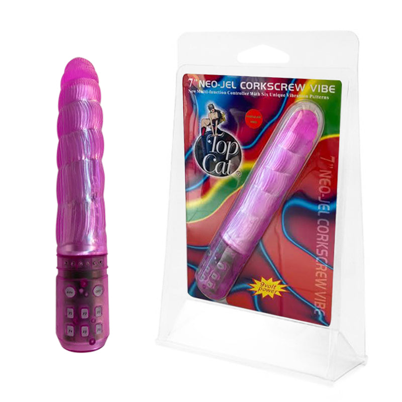 Vibrador 7'' Corkscrew Neo Jel Vibe Fucsia - Cake Sex Shop