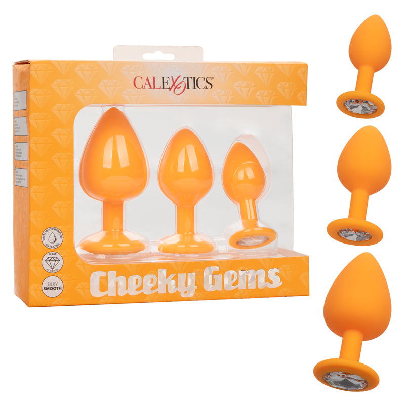 Set Plugs Cheeky Gems - Orange Calexotics Juguetes Anales Juguete Sexuales Sex Shop Tienda para Adultos