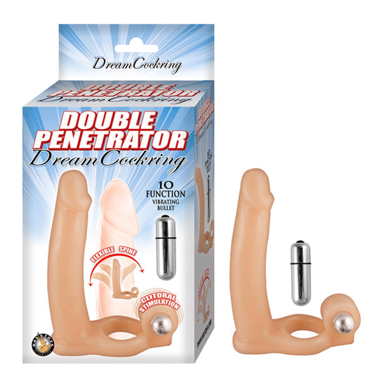 Dildo Double Penetrator Dream Cockring - White 6" - Cake Sex Shop