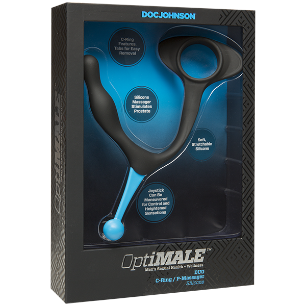 Masajeador de Próstata Optimale-Duo-C-Ring/P-Massager-Silicone-Black - Cake Sex Shop