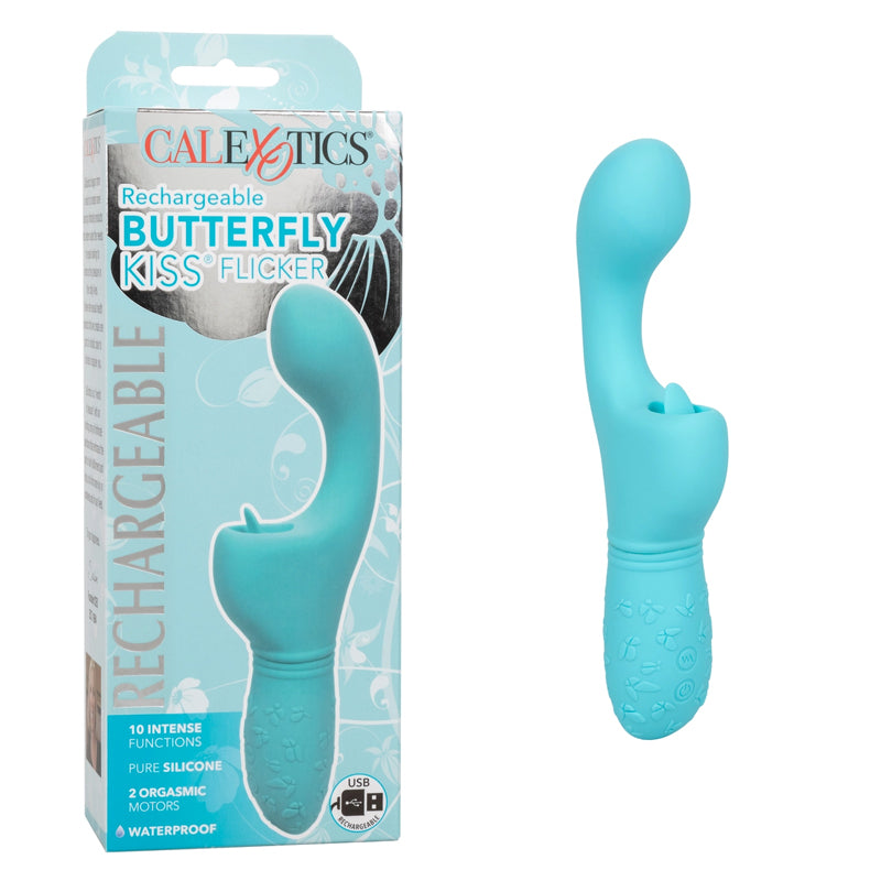 Vibrador Rechargeable Butterfly Kiss Flicker-Blue Calexotics Vibradores Juguete Sexuales Sex Shop Tienda para Adultos