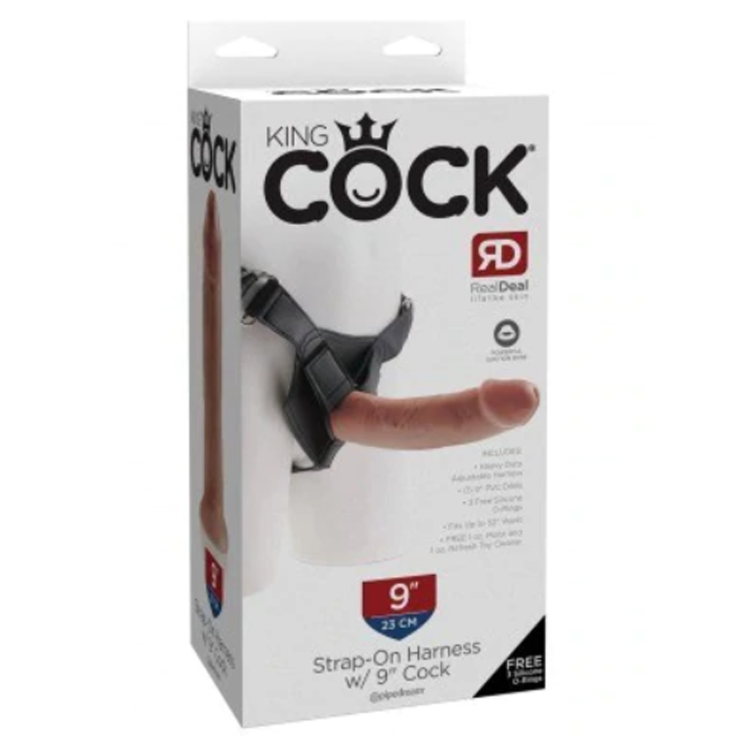 Dildo Consolador King Cock Strap-On Harness With Cock Tan 9″ Cake Sex Shop Juguetes Sexuales para Adultos