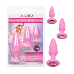 Set Plug First Time Crystal Booty -Pink Calexotics Juguetes Anales Juguete Sexuales Sex Shop Tienda para Adultos