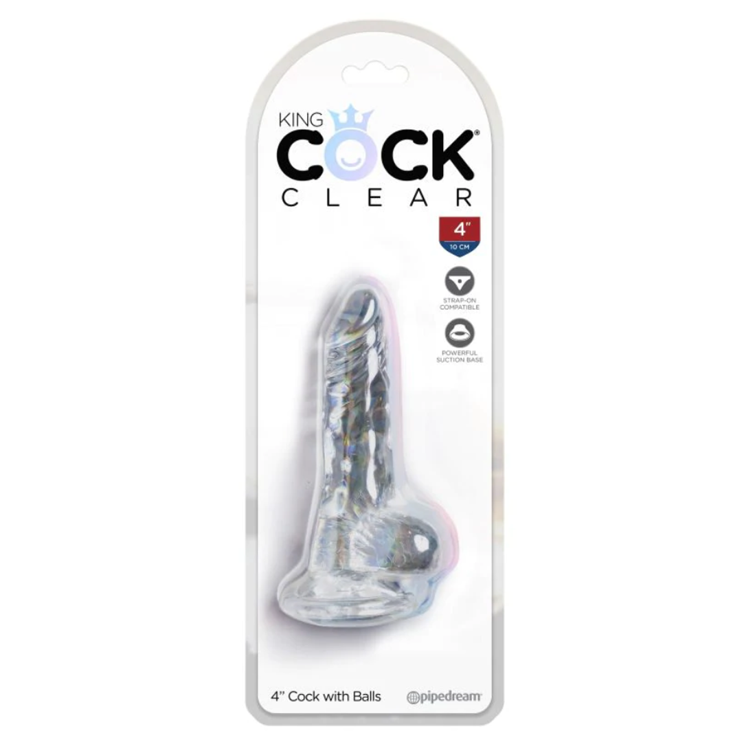 Dildo Consolador King Cock Clear 4″ Cock With Balls Cake Sex Shop Juguetes Sexuales para Adultos