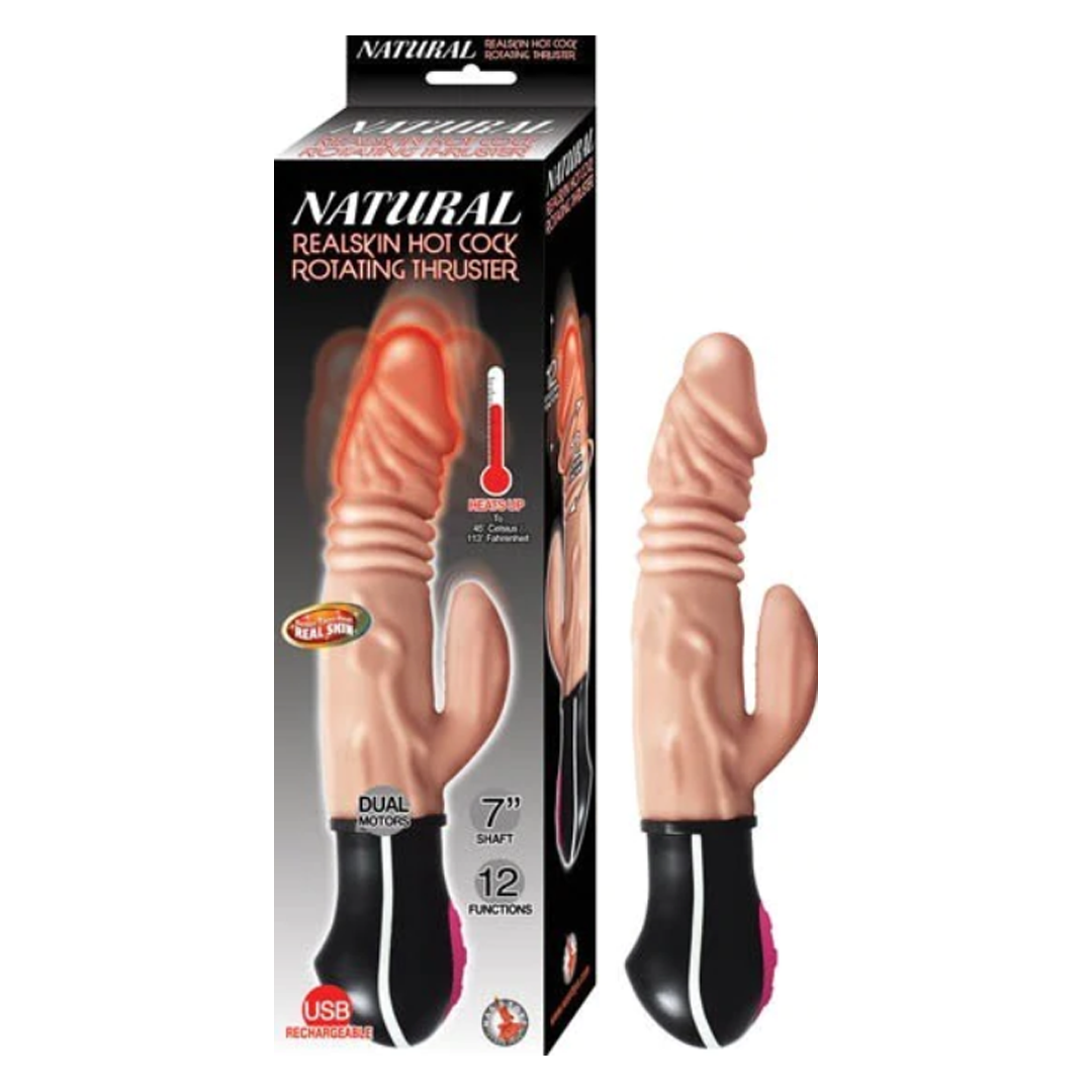 Dildo Natural Realskin Hot Cock Rotating Thruster Flesh 7" - Cake Sex Shop