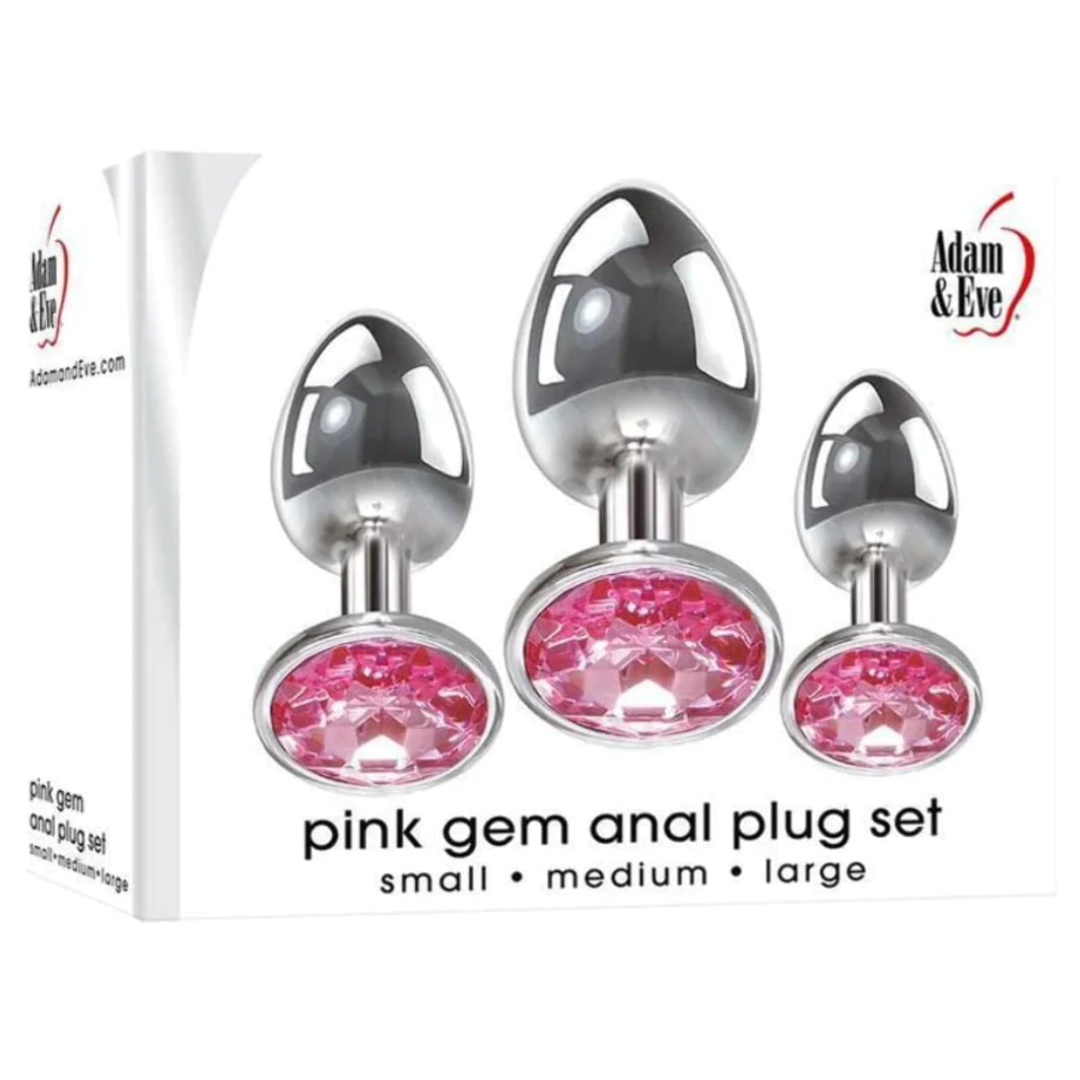 Set Plug Anal Pink Gem de Adam and Eve - Cake Sex Shop