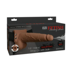Dildo Fetish Fantasy Series -19 cm Squirting Hollow Strap-On- Tan/Black - Cake Sex Shop