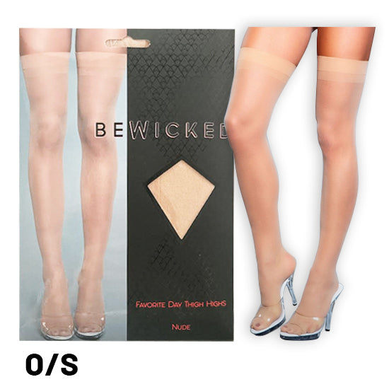 Medias Bewicked Favorite Day Thigh Highs-Nude O/S - Cake Sex Shop