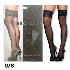 Medias Bewicked Keep A Secret Thigh Highs-Black O/S - Cake Sex Shop