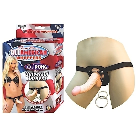 Dildo Arnés All American Whoppers 6.5" Dong With Universal Harness Flesh Cake Sex Shop México