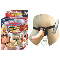 Dildo Arnés All American Whoppers Vibrating 6.5" Dong With Universal Harness - Flesh Cake Sex Shop México