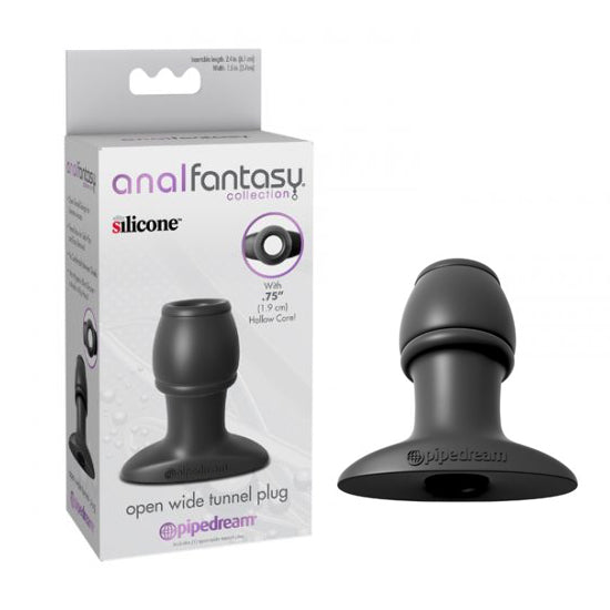 Plug Anal Anal Fantasy Collection Open Wide Tunnel Plug - Black - Cake Sex Shop